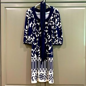 Donna Morgan navy blue & white dress- size 8.